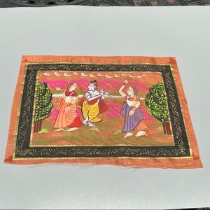 Vintage Hindu Persian Mughal Mogul Art Hand Made Painting on Fine Silk Cloth